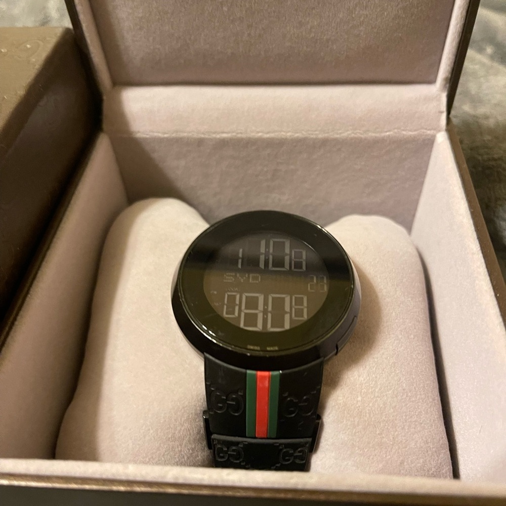 rare* i-GUCCI digital watch with web and GG Strap